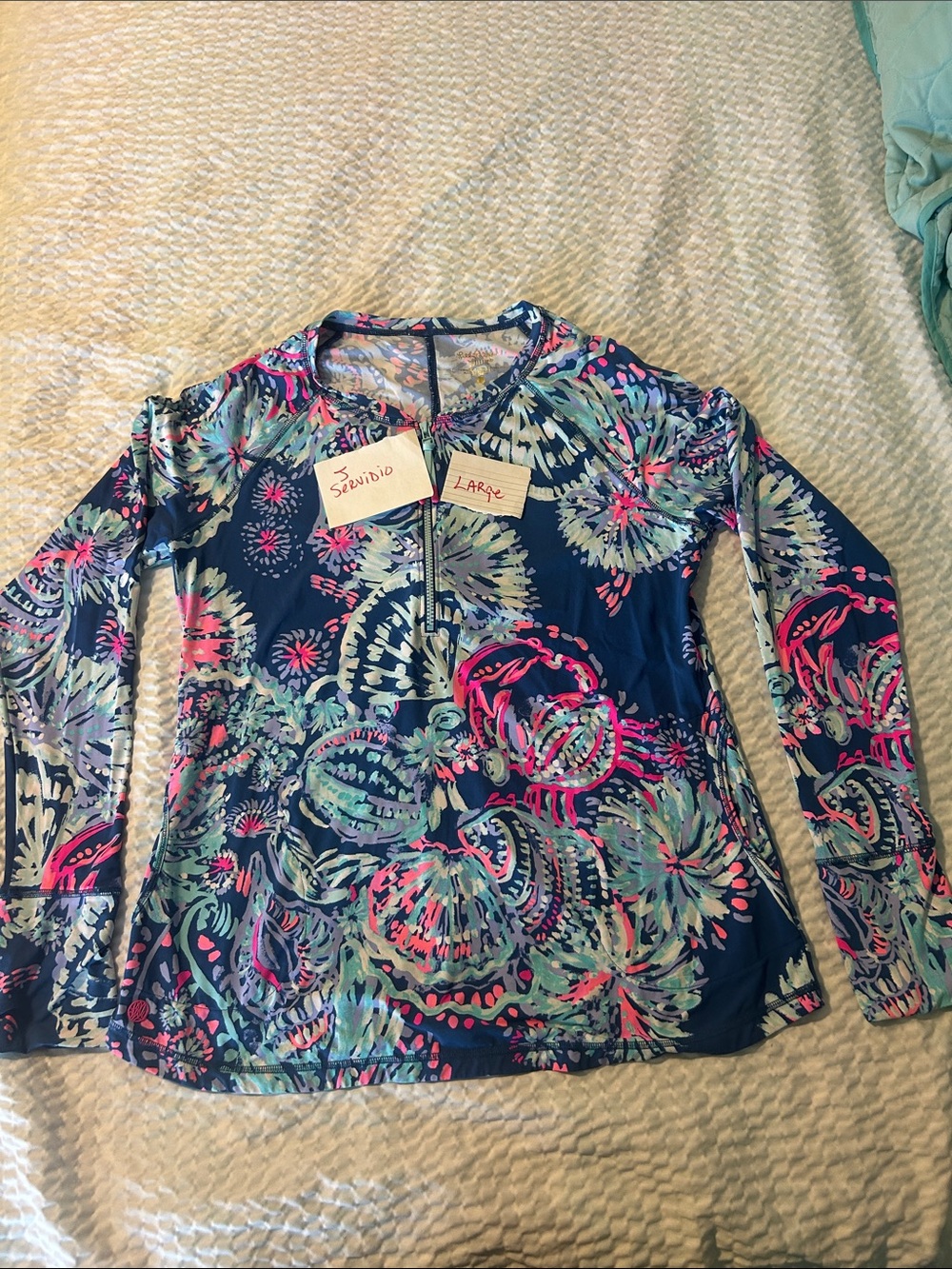 Lilly Pulitzer Luxletic Navy Multicolor Print Long Sleeve Top